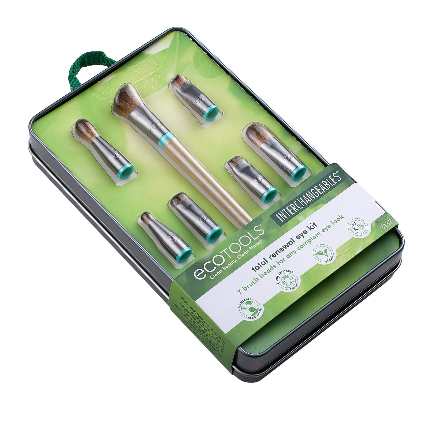 EcoTools Interchangeables Total Renewal Eye Makeup Brush Kit, Customizable Makeup Brushes for Eyeshadow, Travel-Friendly Kit, Ec