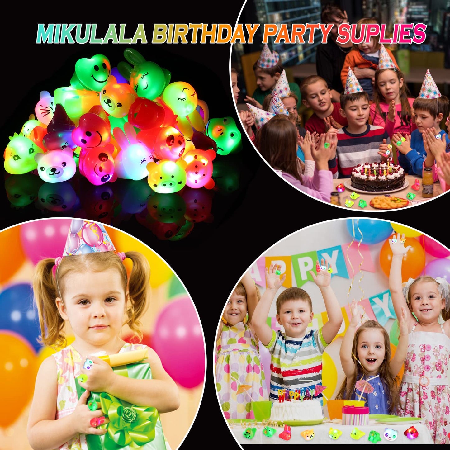 Mikulala 36 Pack Light Up Rings Glow in The Dark Party Supplies, Light up Party Favors, Goodie Bag Stuffers, Birthday Christmas