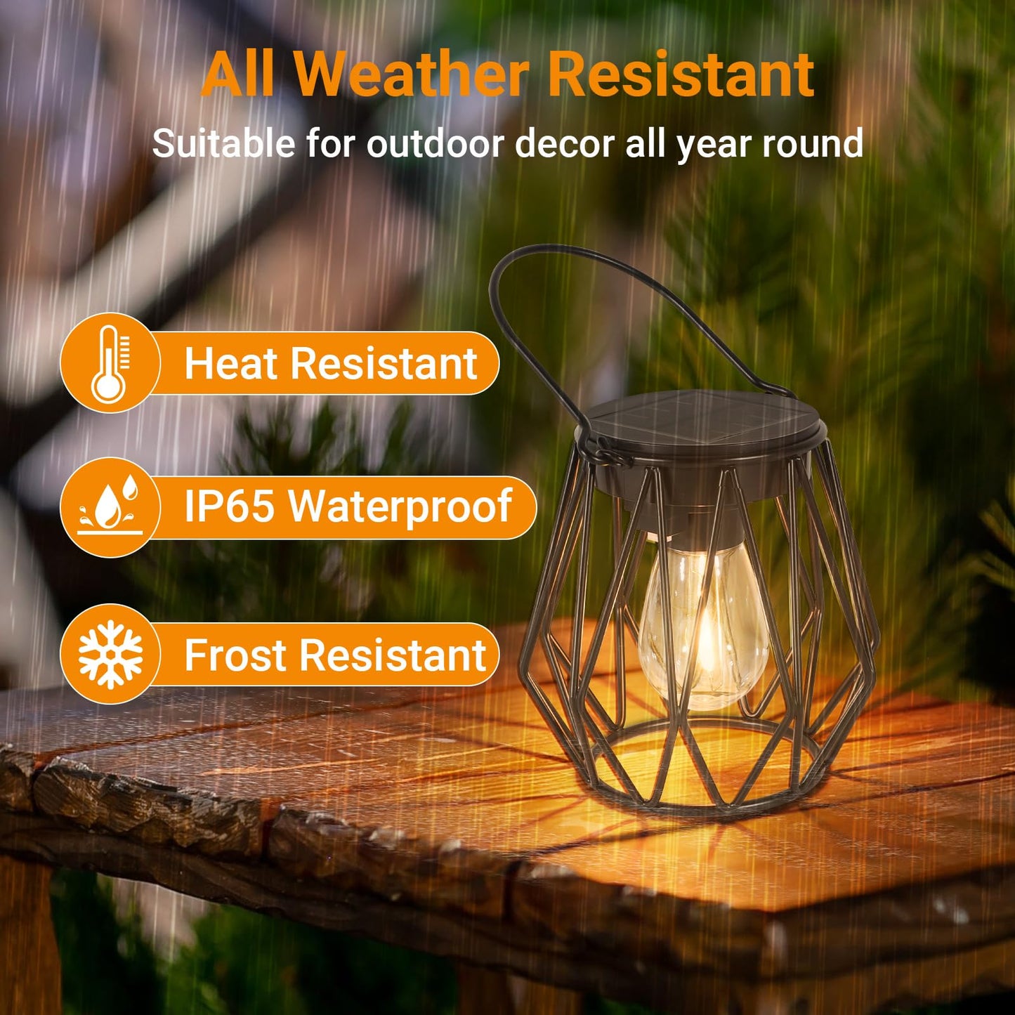 TaoFiaCo Solar Lanterns Outdoor Waterproof, Upgraded Powered Hanging Solar Lights for Outside, Auto On/Off, Brighter Hanging Outdoor Decor Lights for Yard Garden Patio Pathway 2 Pack