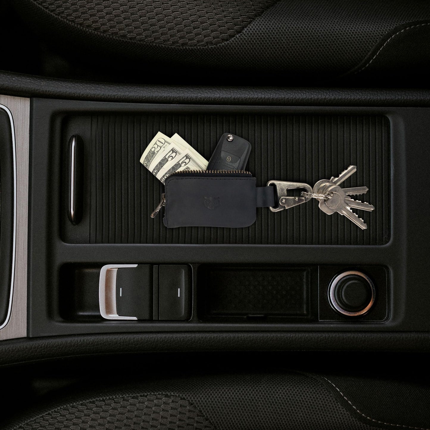 Hide & Drink, Car Key Holder With Keyring, Headphone & Charging Cables, Cash Zipper Case With Clasp, Full Grain Leather, Handmad
