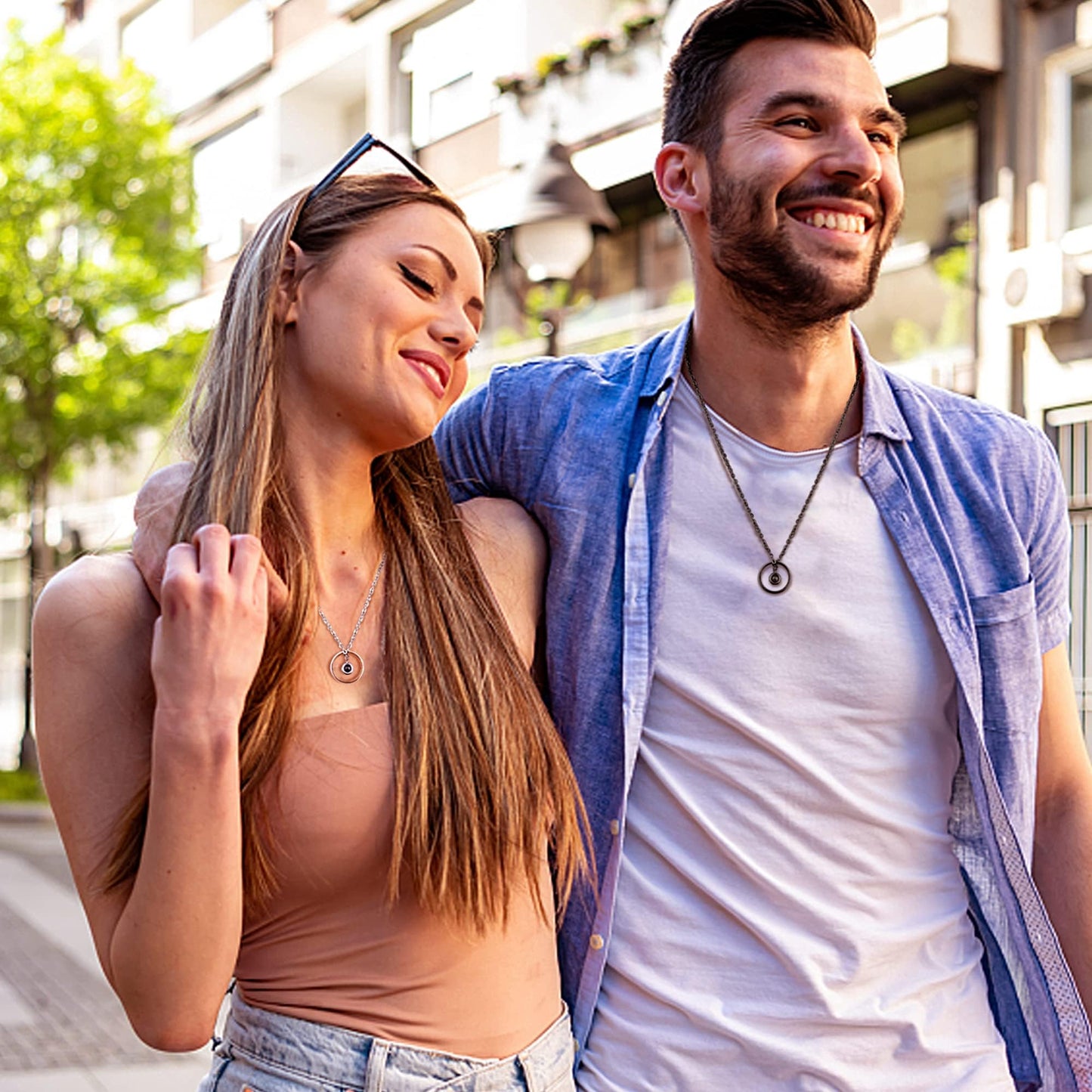 ZELORES Matching Necklaces For Couples I Love You Necklace 100 Languages Matching Promise Rings Pendant Set Stainless Steel Couple Necklace For Him And Her Anniversary Valentine's Day Jewelry Gift