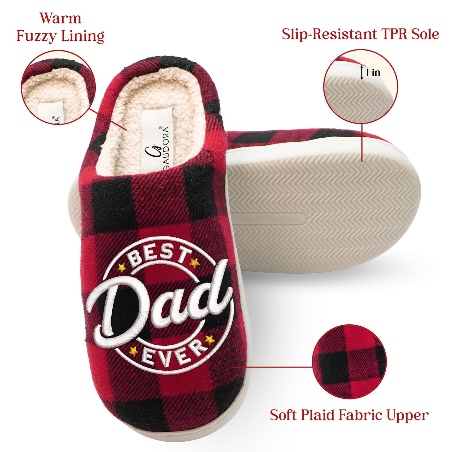 GAUDORA Dad Birthday Gift - Memory Foam House Slippers for Men Indoor and Outdoor Size 9-10 - Christmas Birthday Gifts for Dad Who Wants Nothing, Dad Gifts from Daughter Son, Mens Gift Ideas