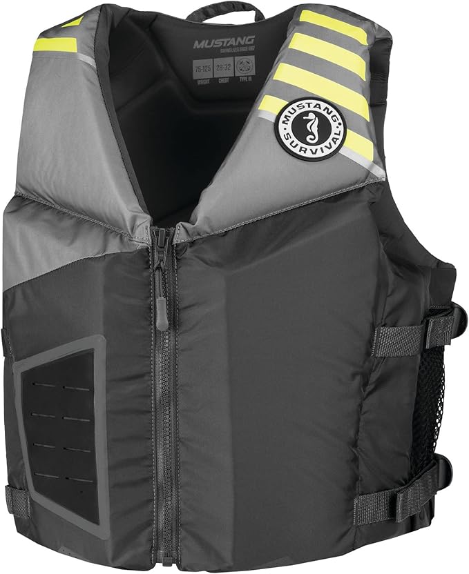 Mustang Survival - Rev Young Adult Foam Vest - Gray- Fluorescent Yellow Green, Young Adult (88 lb. - 110 lb.)