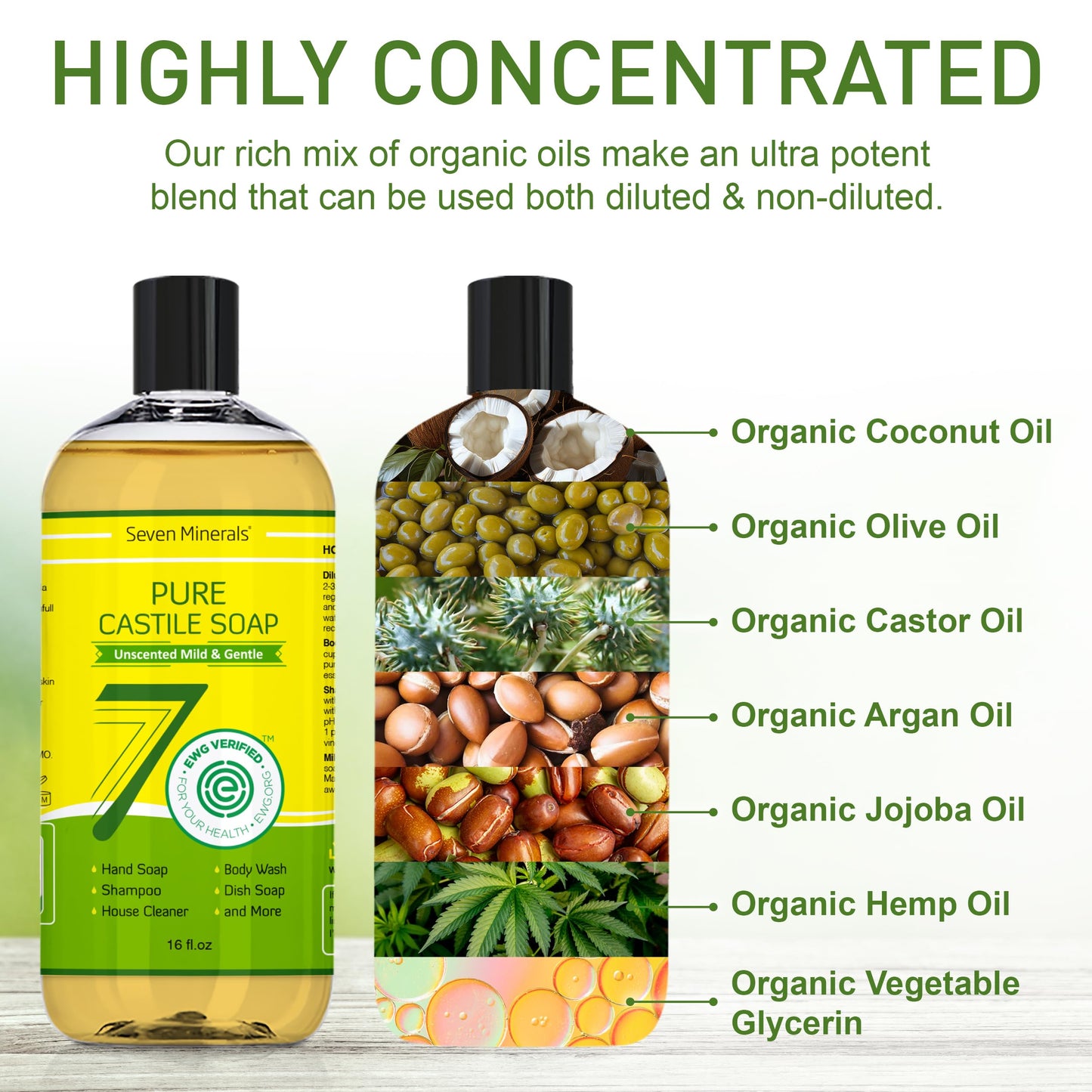 Pure Castile Soap - No Palm Oil, GMO-Free - Gentle Liquid Soap For Sensitive Skin & Baby Wash - All Natural Vegan Formula with O