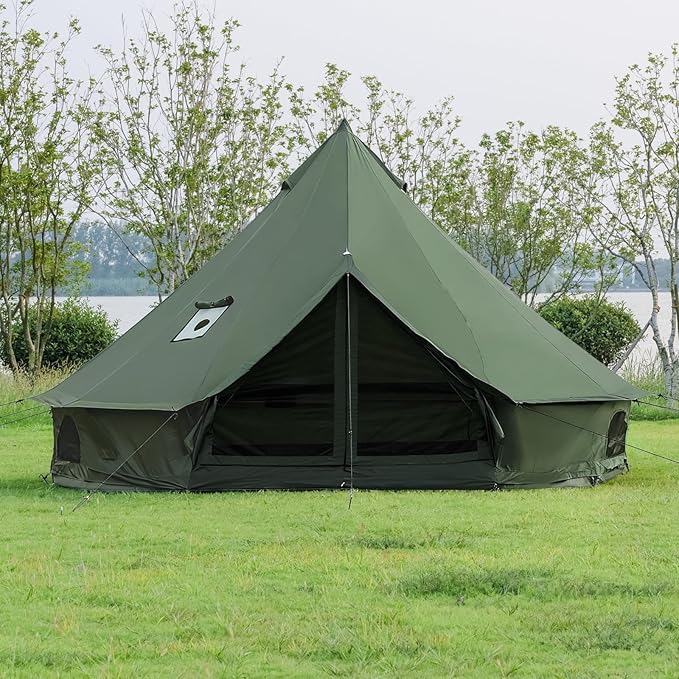 Oxford Bell Tent for Family Camping - Spacious 13.1ft /16.4ft Yurt with Stove Jack, Large Glamping Tents for 4-8 People, 4...
