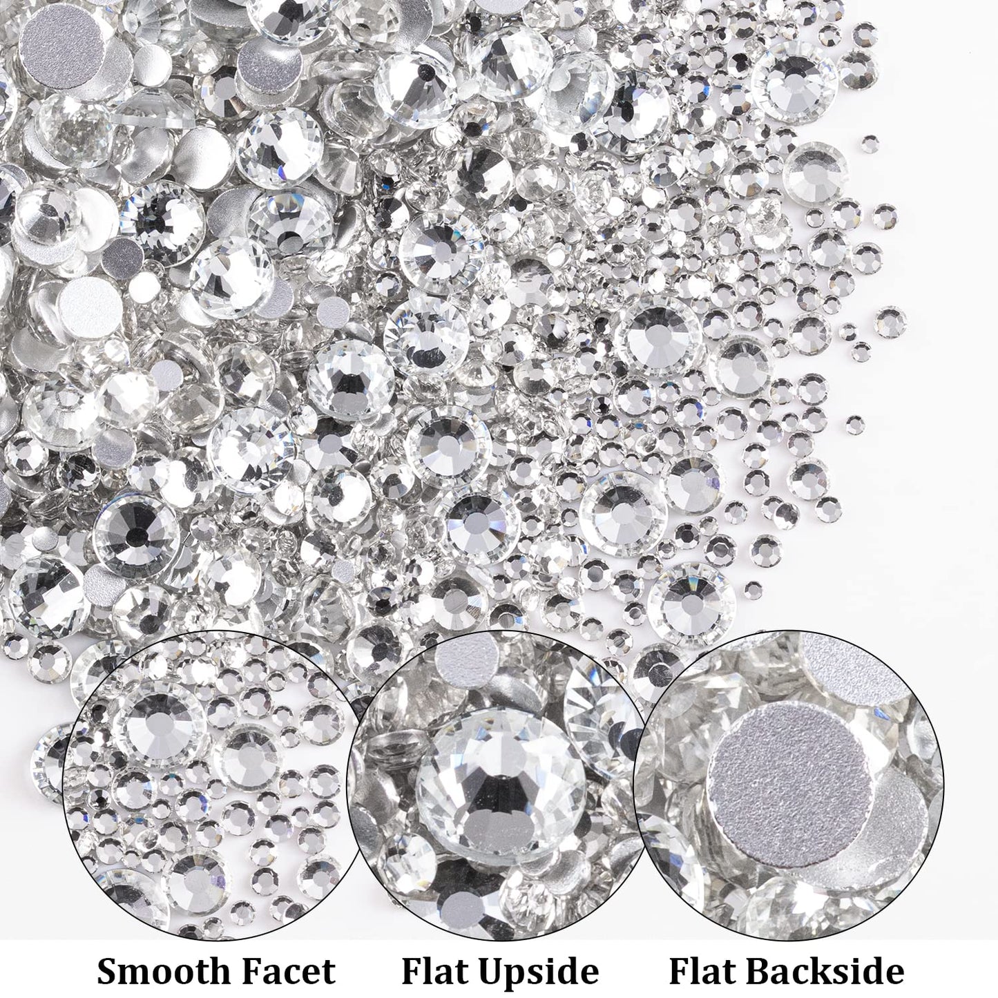 Two Packs of Flatback Rhinestones 4000 Pcs Nail Art Rhinestones Flatback Transparent White Clear Rhinestone with Picker Pencil a