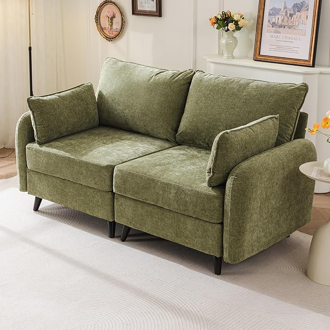 Rexulqo 73'' Loveseat Sofa with All Seats Storage, Modular Sectional Couch with Deep Seat,Oversized Comfy Couch with 7.8'' Cushion for Living Room,Bedroom,Velet,Green