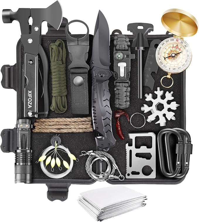 Gifts for Men Dad Husband, Survival Kits 27 in 1 Christmas Stocking Stuffers Camping Accessories Tactical Gear Fishing Equ...