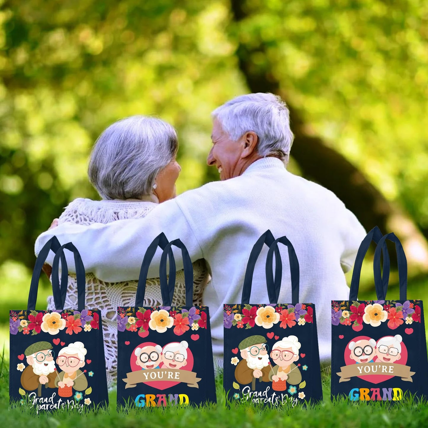 VDESFUEBY 20Pcs Happy Grandparents Day Bags Grandparents Day Decorations, Grandparents Day Sign Best Grandparent Gift Favor Bags for Grandma & Grandpa Retirement Party Decorations Supplies
