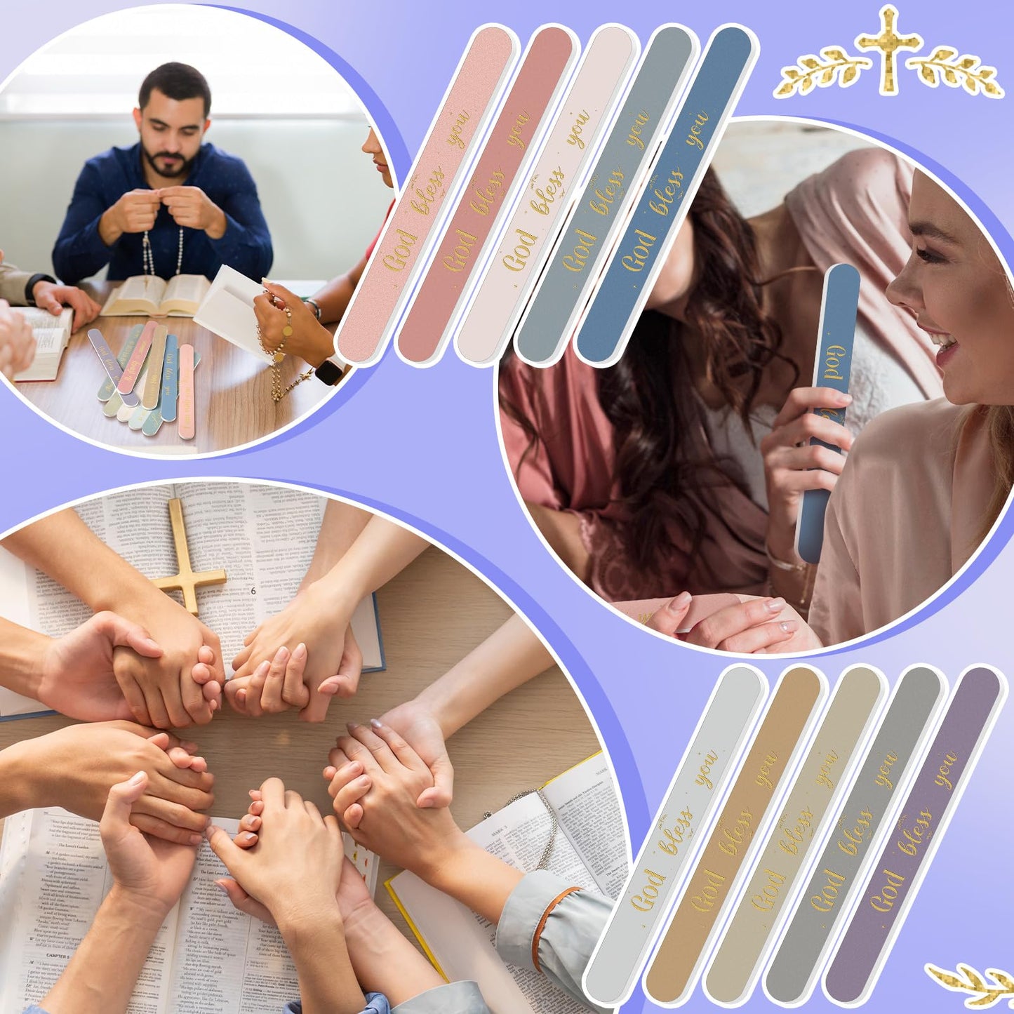 Lanties 50 Pack Christian Gifts for Women Bulk Bible Verse Scripture Nail Files Christian Religious Party Emery Boards Employee