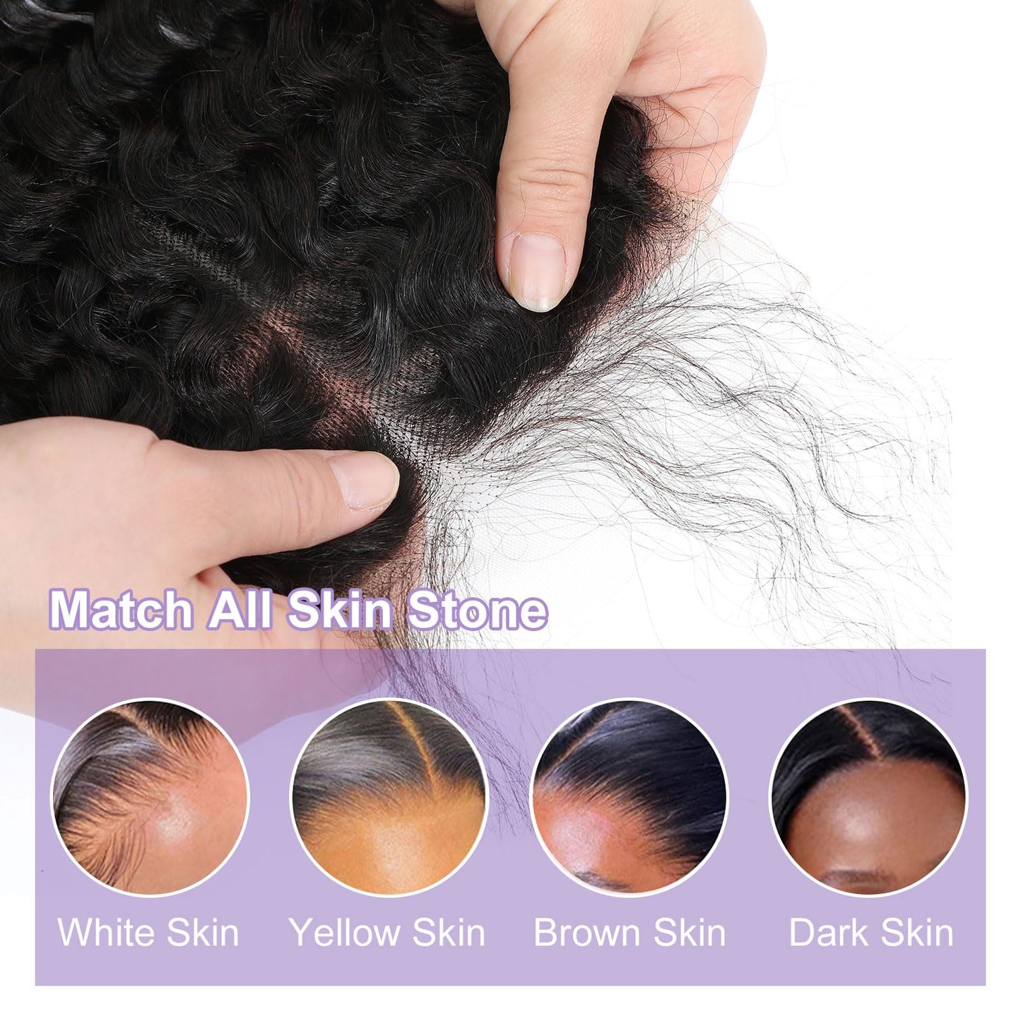 DSEKCAIN 5x5 Deep Wave Closure Transparent HD 5x5 Lace Closure Deep Wave 100% Real Human Hair Slightly Pre Plucked Natural Black