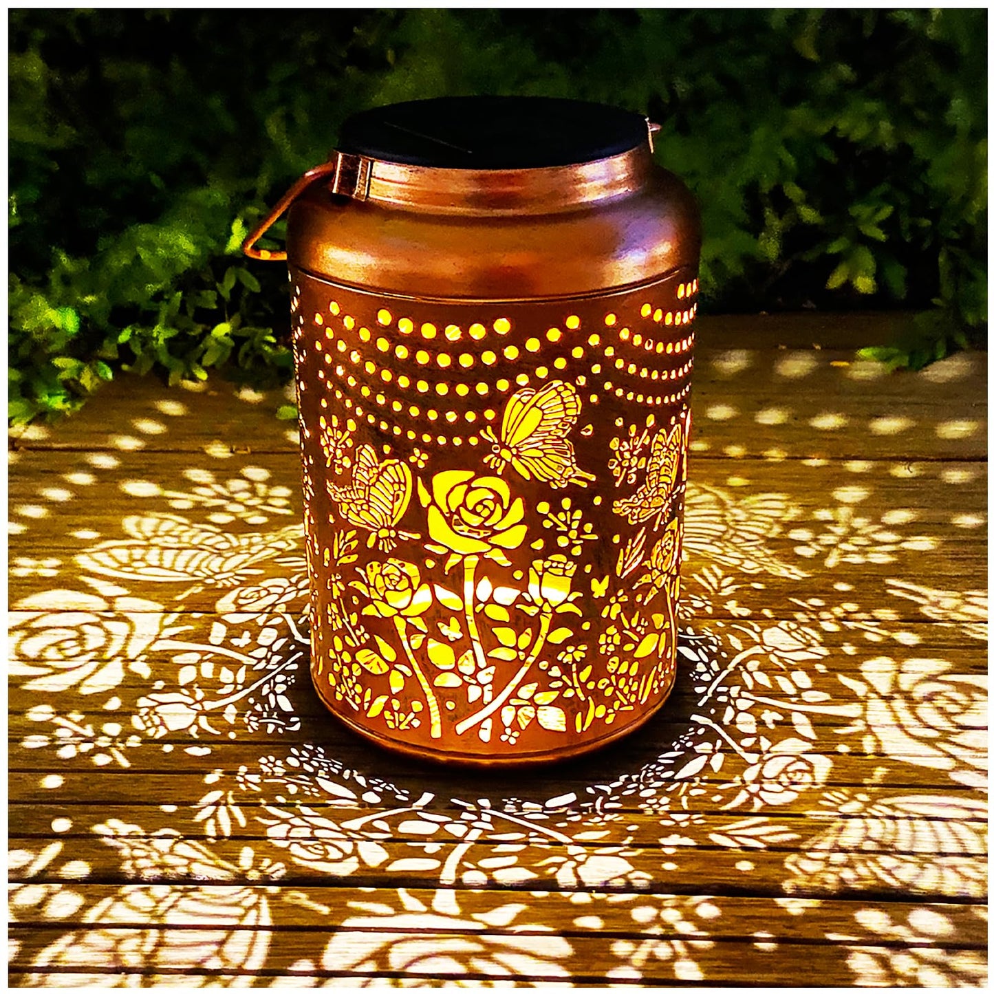 Merrytech Solar Butterfly Rose Lantern Outdoor Decor,Waterproof Hanging Metal Garden Lights for Patio,Yard,Porch ,Unique Birthday Gifts for Women,Mom,Grandma,Sister,Bestie,Christmas,Thanksgiving,1PC