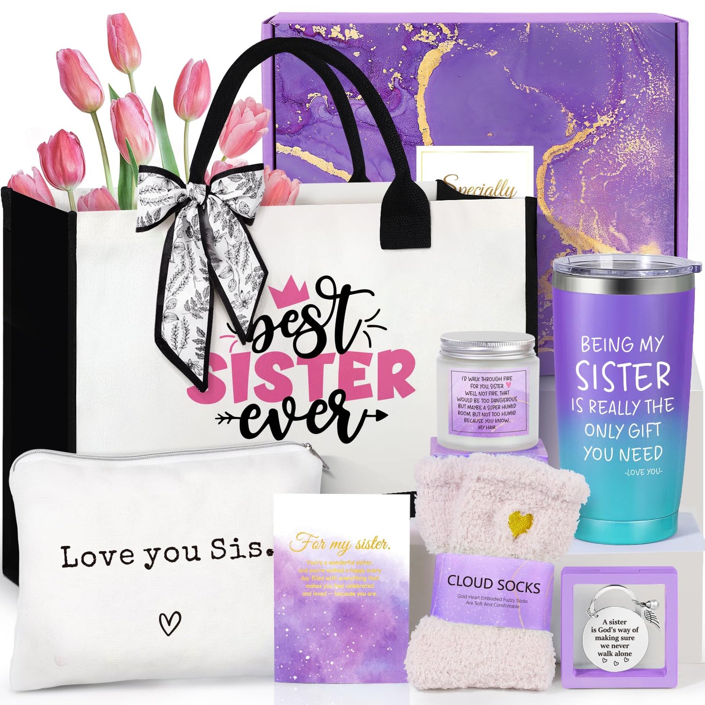 Suctuptx Sisters Gifts - Unique Sister Gifts: Christmas, Birthday & More - Purple Tote Bag
