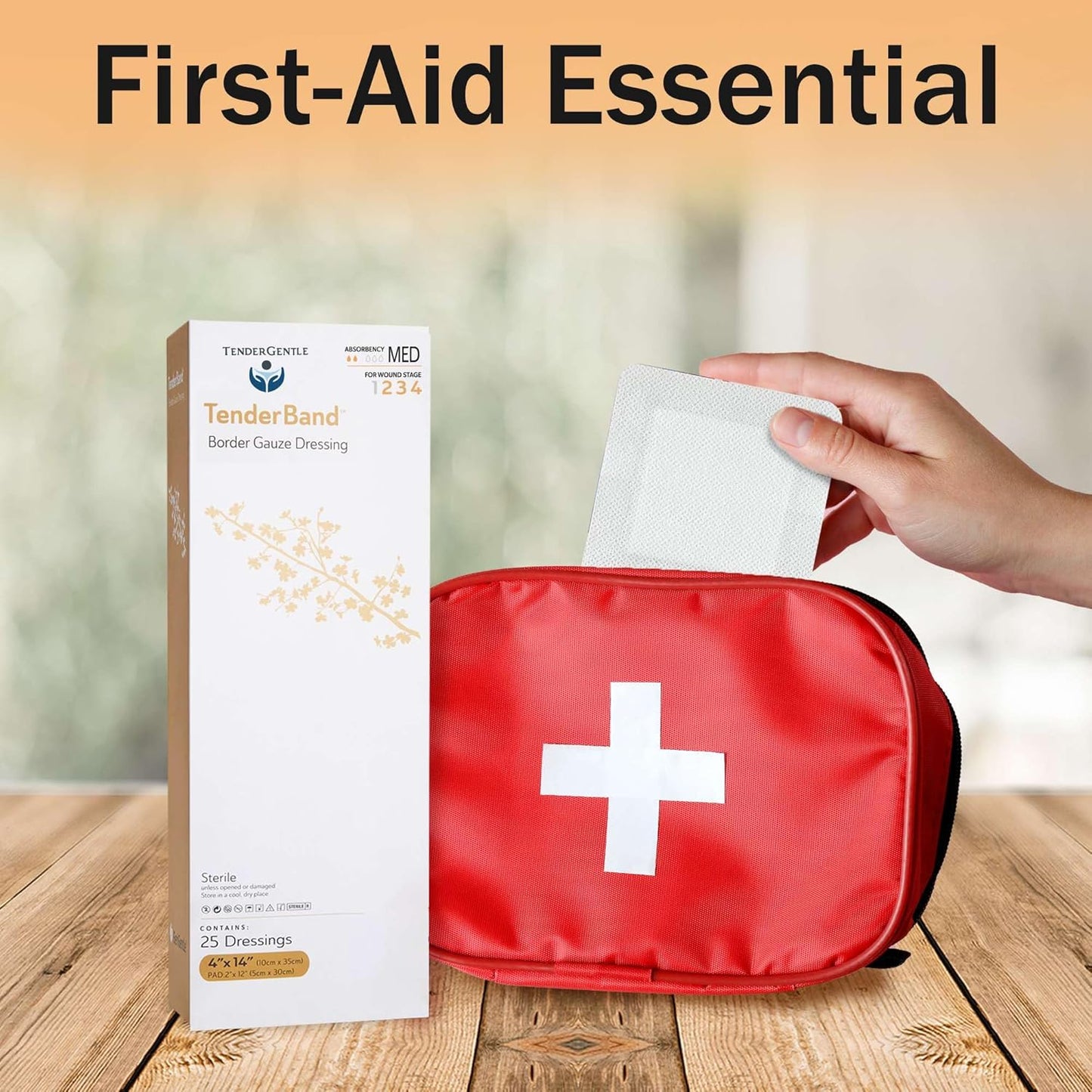 Bordered Gauze Island Dressing 4x14-25 Adhesive Island Dressings for Wound Protection - Good for Hospitals, Medical Facilities, First Aid Kits, and More