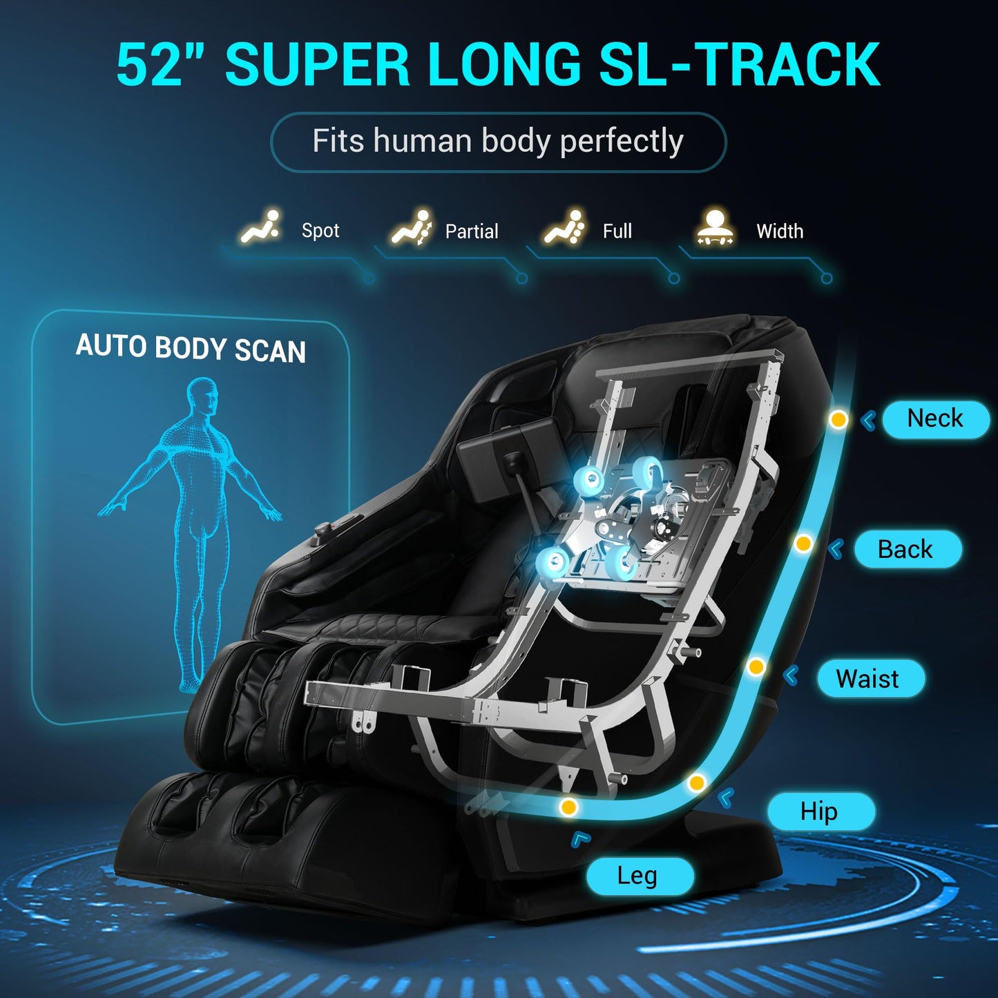 MYNTA Massage Chair Full Body with Heat, Zero Gravity SL-Track Shiatsu 3D Massage Chairs with 12 Modes,12 Massage Techniques, Waist Hip Heating, Calf Foot Massage, HD Bluetooth Speaker & White Noise