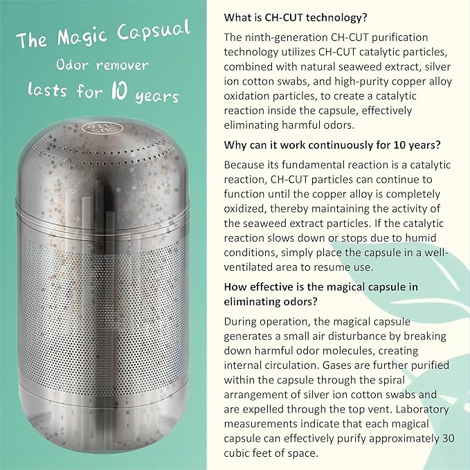 Magic Capsule-2026 NEW Upgrade-Refrigerator Deodorizer, Lasts for 10 Years, Odor Eliminator, Fridge Deodorizer, Beats Baking Soda and Bamboo Charcoal Air Purifying Bags