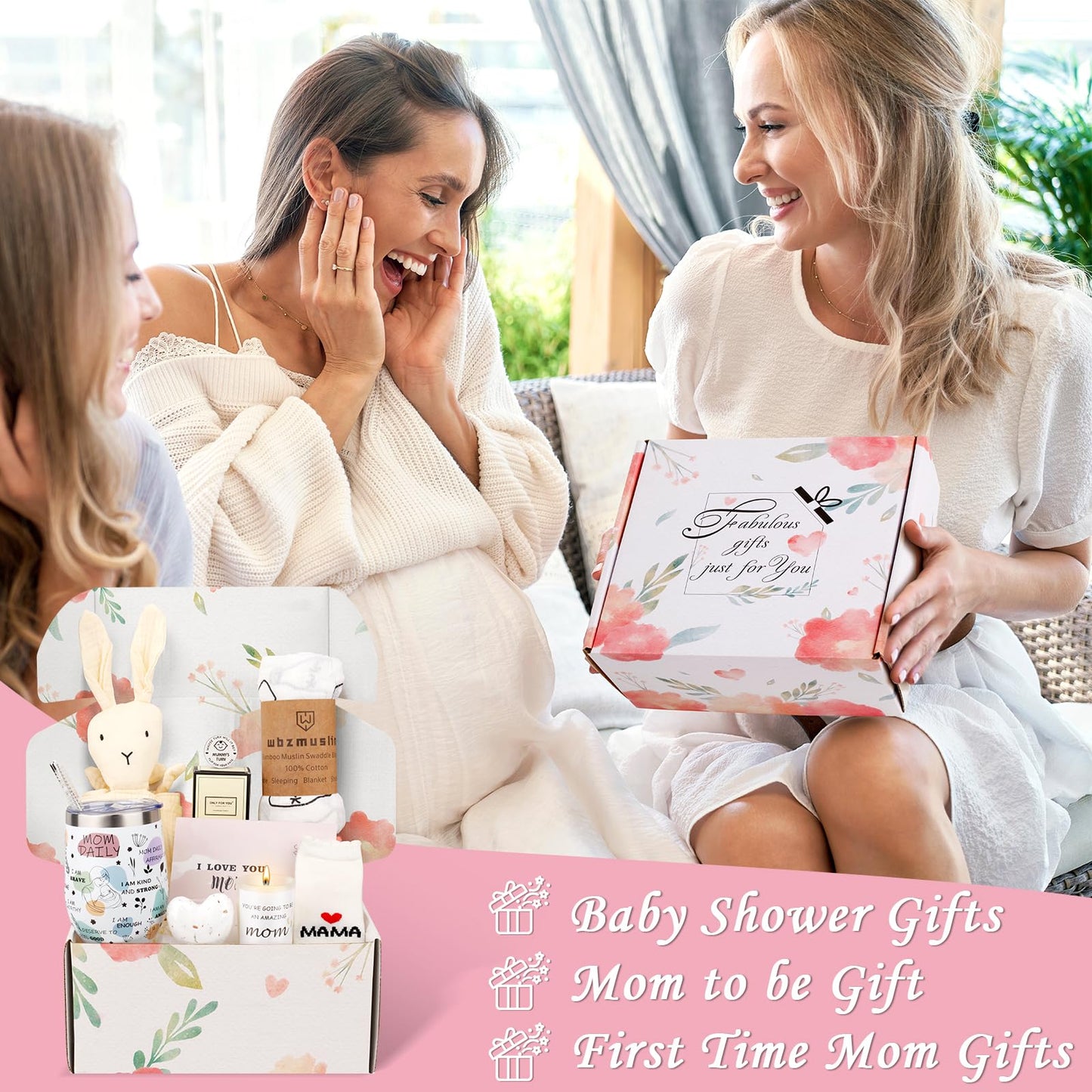 New Mom Gifts - 9PCS New Mom Care Package After Baby, Baby Gifts for Girls, First Time Mom Essentials, New Mom Gifts for Women After Birth, Pregnancy Gifts for Women and Baby