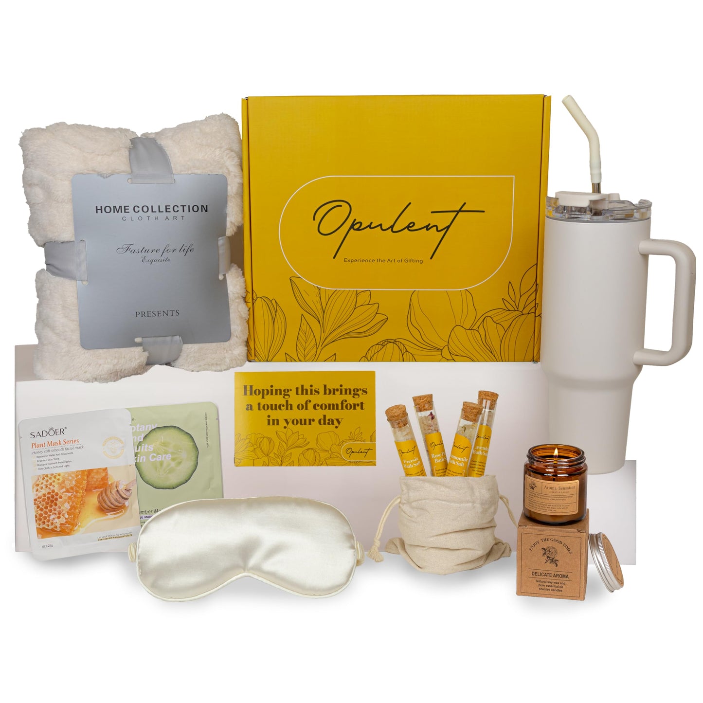 Self Care Gifts for Women, Birthday Gift Baskets for women, Care Package Specially for You Gift Box Women Hug in a Box for Her Unique Presents Get Well Gifts Luxury Spa Set Cozy Blanket 40oz Tumbler