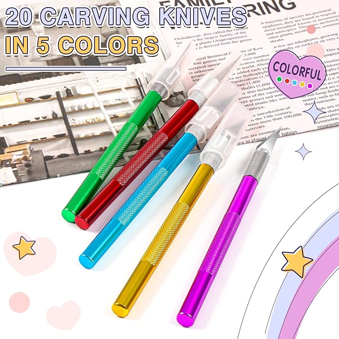 DIYSELF 20 Pack Exacto Knife - Craft Hobby Precision Knife - Exactly Art Crafting Knife (Blue)