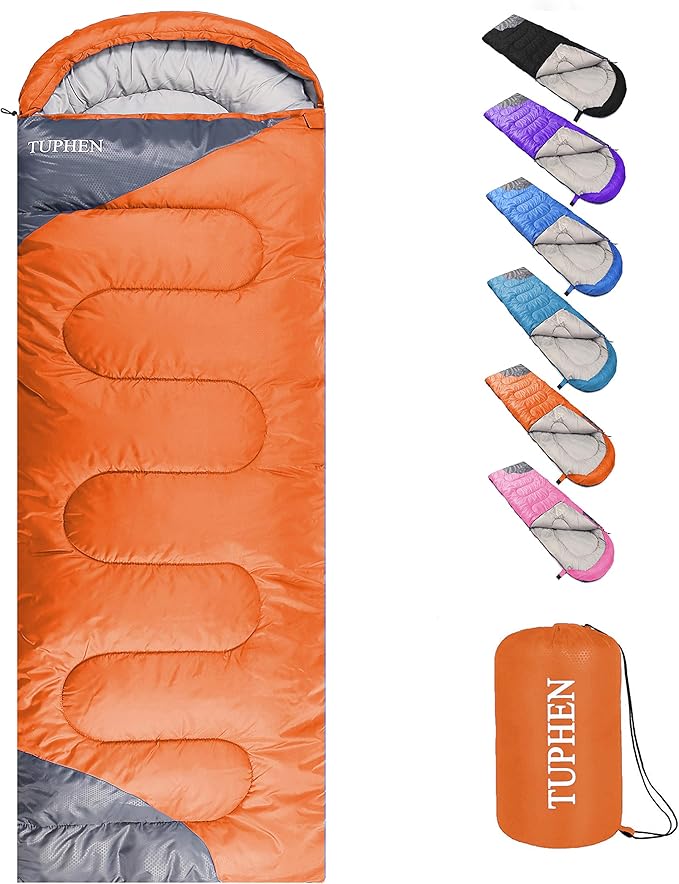 tuphen- Sleeping Bags for Adults Kids Boys Girls Backpacking Hiking Camping Microfiber Liner, Cold Warm Weather 4 Seasons ...