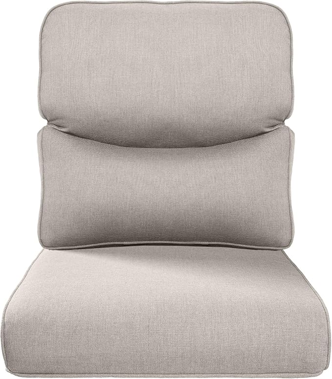 ACTREST Pop 22x25/22x24 Outdoor Replacement Cushion - 1 Set High Back Deep Seat Patio Furniture Cushions for Rattan Dining Swivel Rocking Chairs Rattan Loveseat Couch Sectional Sofa - Beige/Smile