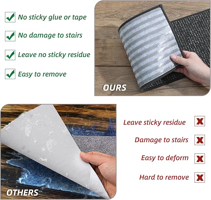 BEQHAUSE Stair Treads for Wooden Steps 28inX9in, Carpet Stair Treads Non Slip Indoor, Machine Washable Stair Runners for Kids Elders and Pets, Carpet for Stair Rugs Mat, TPE Backing, 4pcs, Charcoal