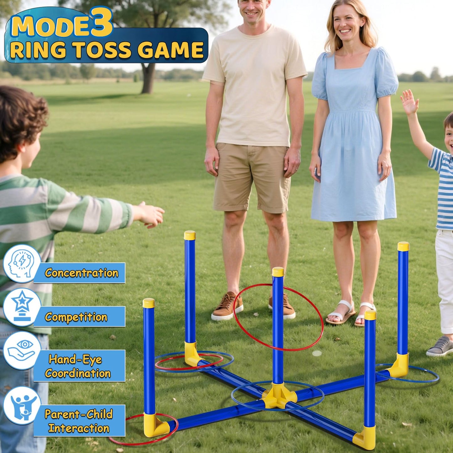 Lehoo Castle Bean Bag Toss Game 3 in 1 with Shooting Game, Ring Toss Game, Rich Outdoor Toys for Kids Ages 4-8, Backyard Games, Outdoor Games, Outside Activities for Family Party, Gift for Boys