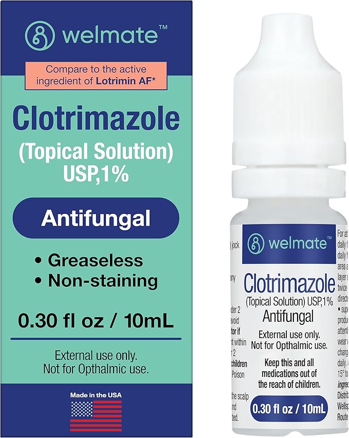 WELMATE Clotrimazole 1% Antifungal Topical Solution, 0.33 Fluid Ounce