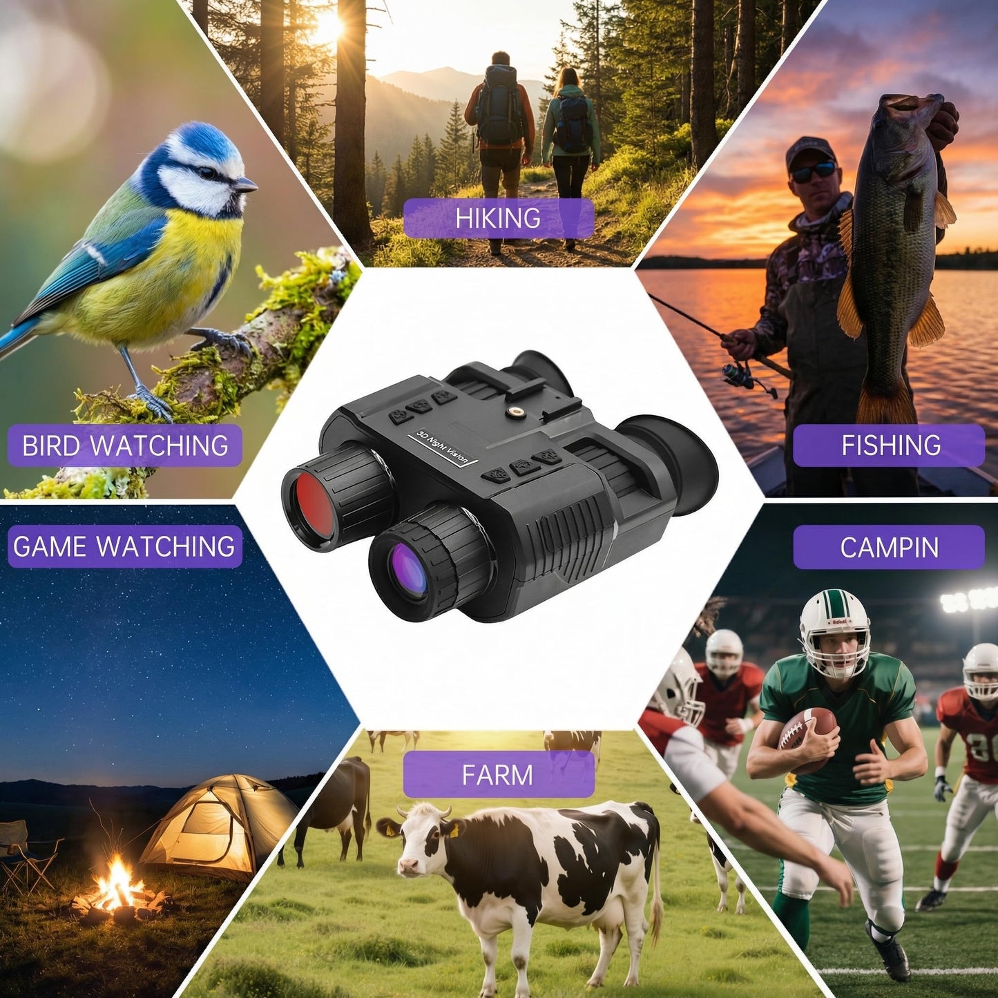 Night Vision Goggles，Qpingan 4K HD Infrared Tactical Night Vision Binoculars for Adults with Head Mounted Dual 1.4" Screen 8X Digital Zoom 3000mAh Battery 32G Card for Outdoor Activities Gifts for Men