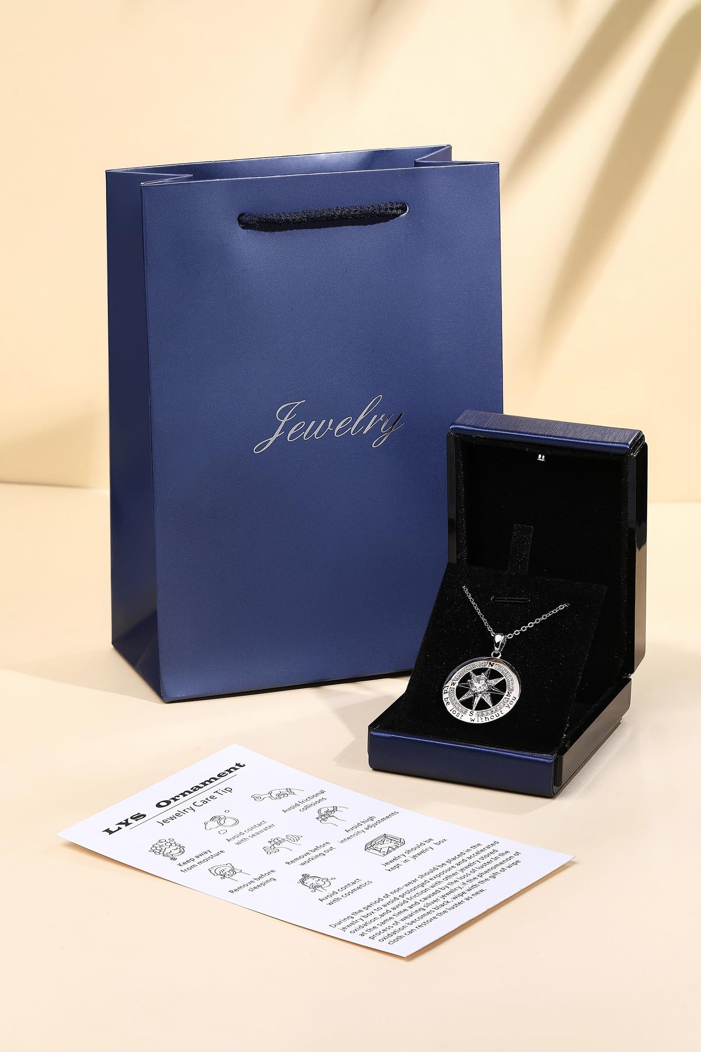 Gift for Wife Anniversary Compass Necklaces for Women Valentines Day Gifts for Her Wedding Anniversary Sterling Silver Necklace Girlfriend Birthday Christmas Mothers Day I'd be Lost without You