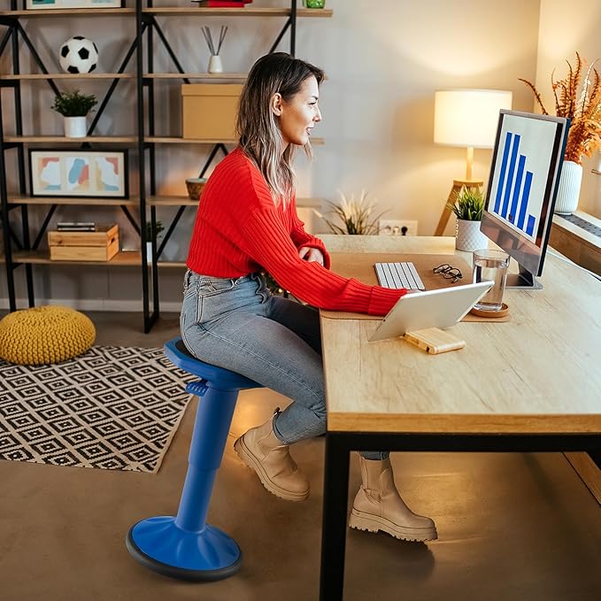 Giantex Wobble Stools for Classroom Seating - Wiggle Stool with Adjustable Height, 24" Active Learning Stool, Sitting Balance Chair for School, Office Stand Up, Flexible Seating Wobble Chair, Navy