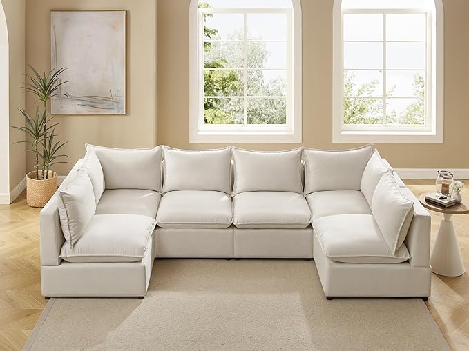 VANOMi Modular Sectional Sofa, Fully Modular Convertible Sleeper Sectional Couch with Reversible Chaise, 6 Seater for Living Room