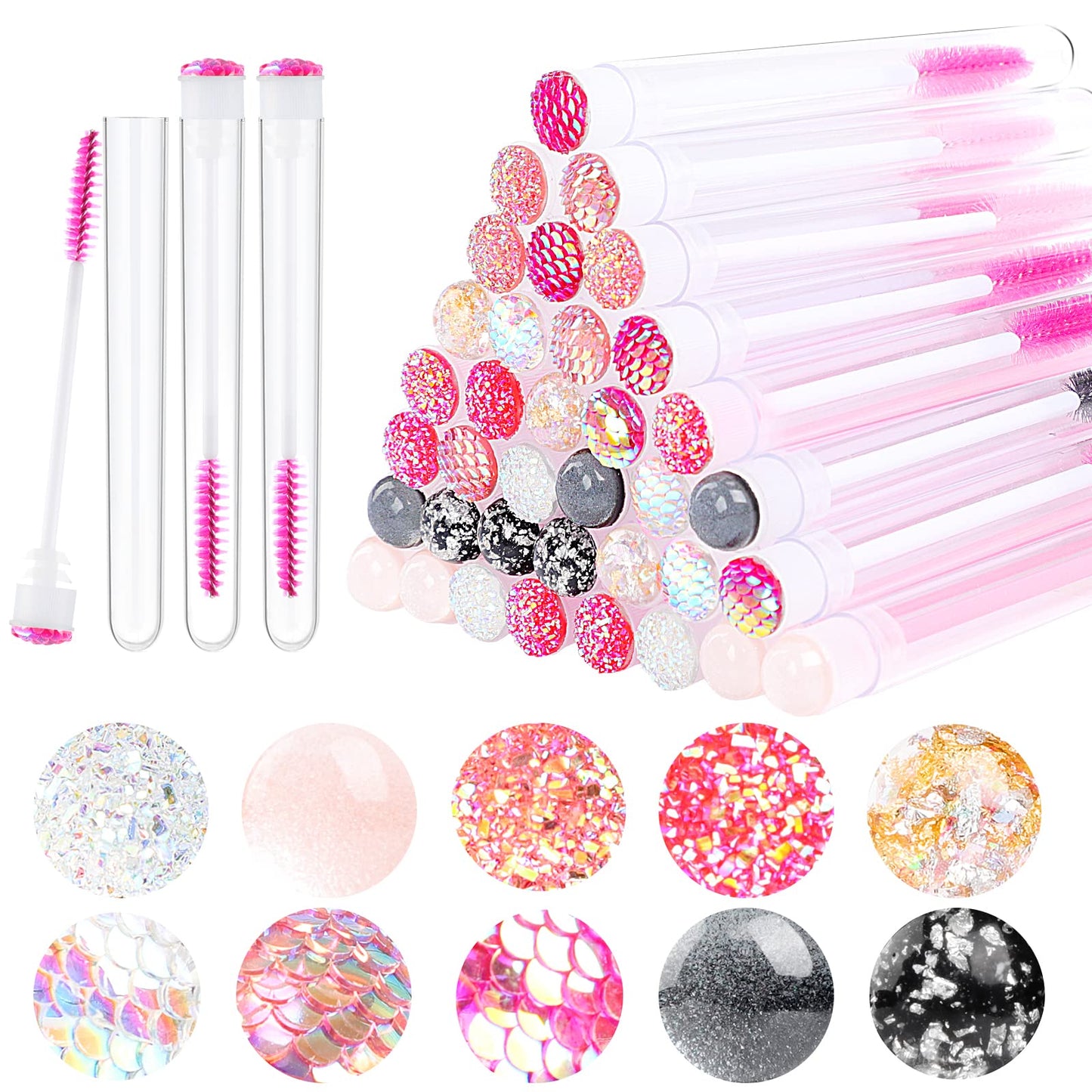 Dming 20 Pieces Eyelashes Brush Container Disposable Mascara Bruush Wand Case Lash Spoolies Tube Spoolie Holder Makeup Brush for