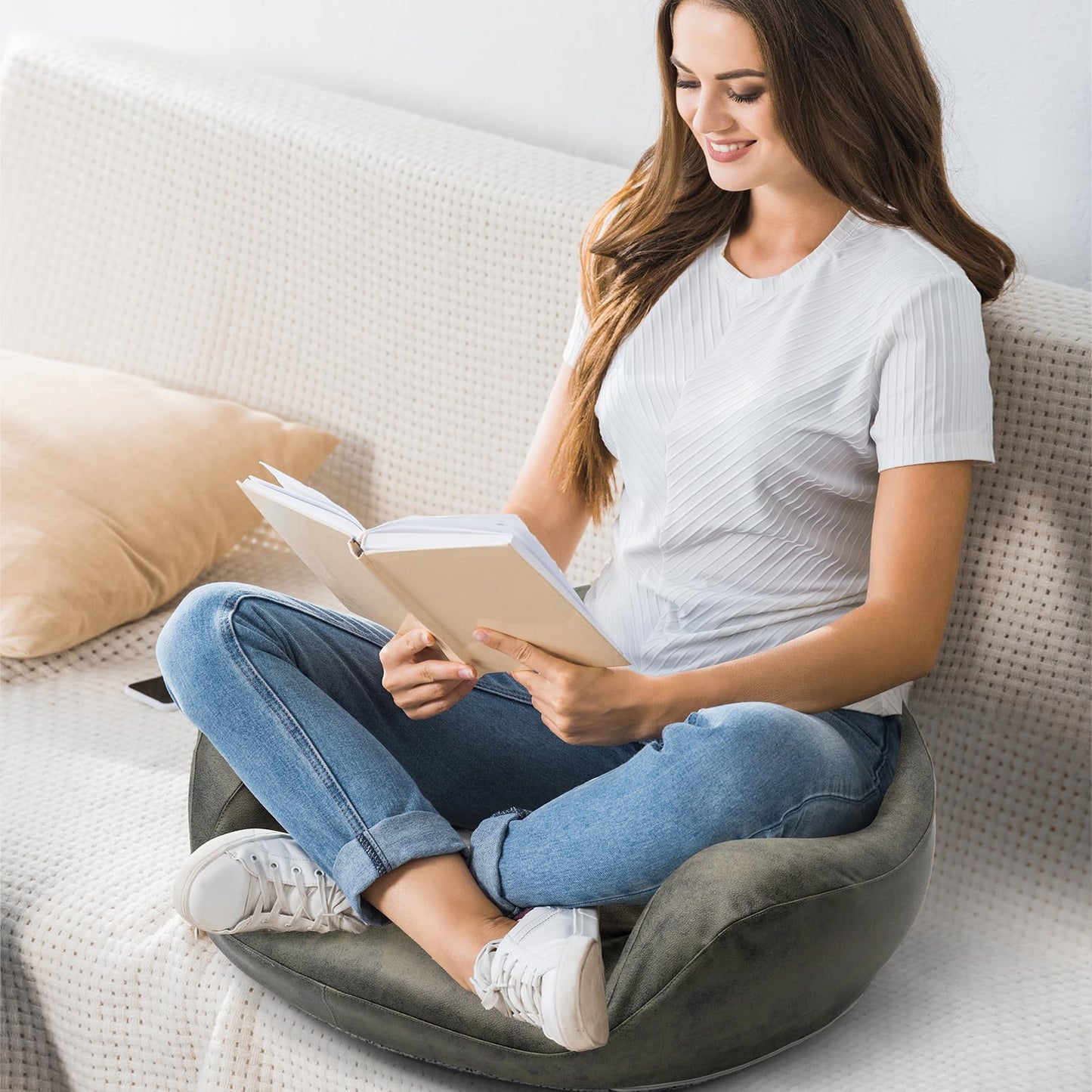 SUMIHUM Meditation Cushion, Comfortable Floor Pillow for Adults Sitting, Reading, Yoga, Large Floor Cushion Seating for Living Room Tatami Home Decor