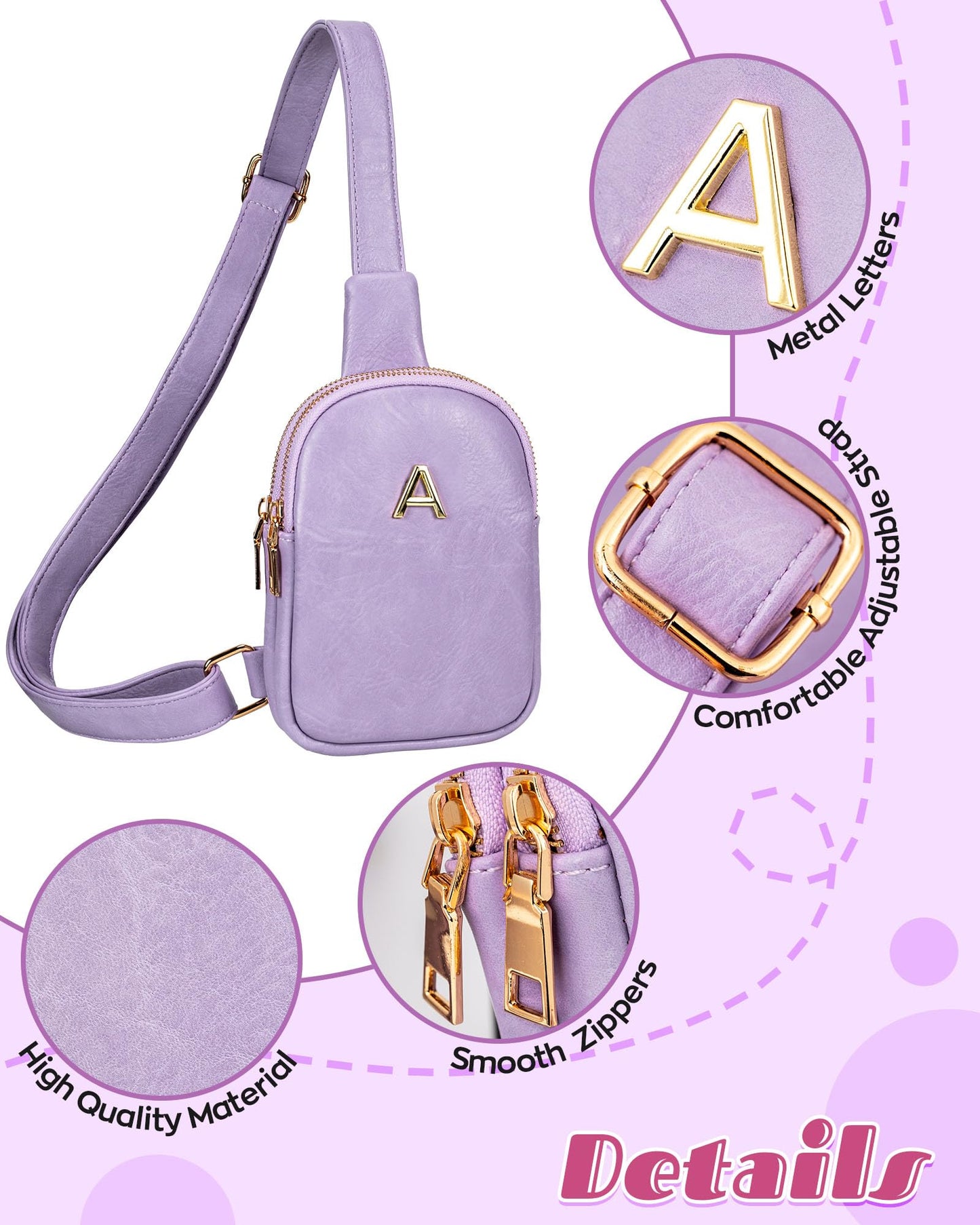 Freesya Personalized Birthday Gift for Teen Girls, Sling Purse with Initial Letter, Lightweight Small Crossbody Bags, Tween Girls Trendy Stuff, Waterproof Cell Phone Purse with Adjustable Strap