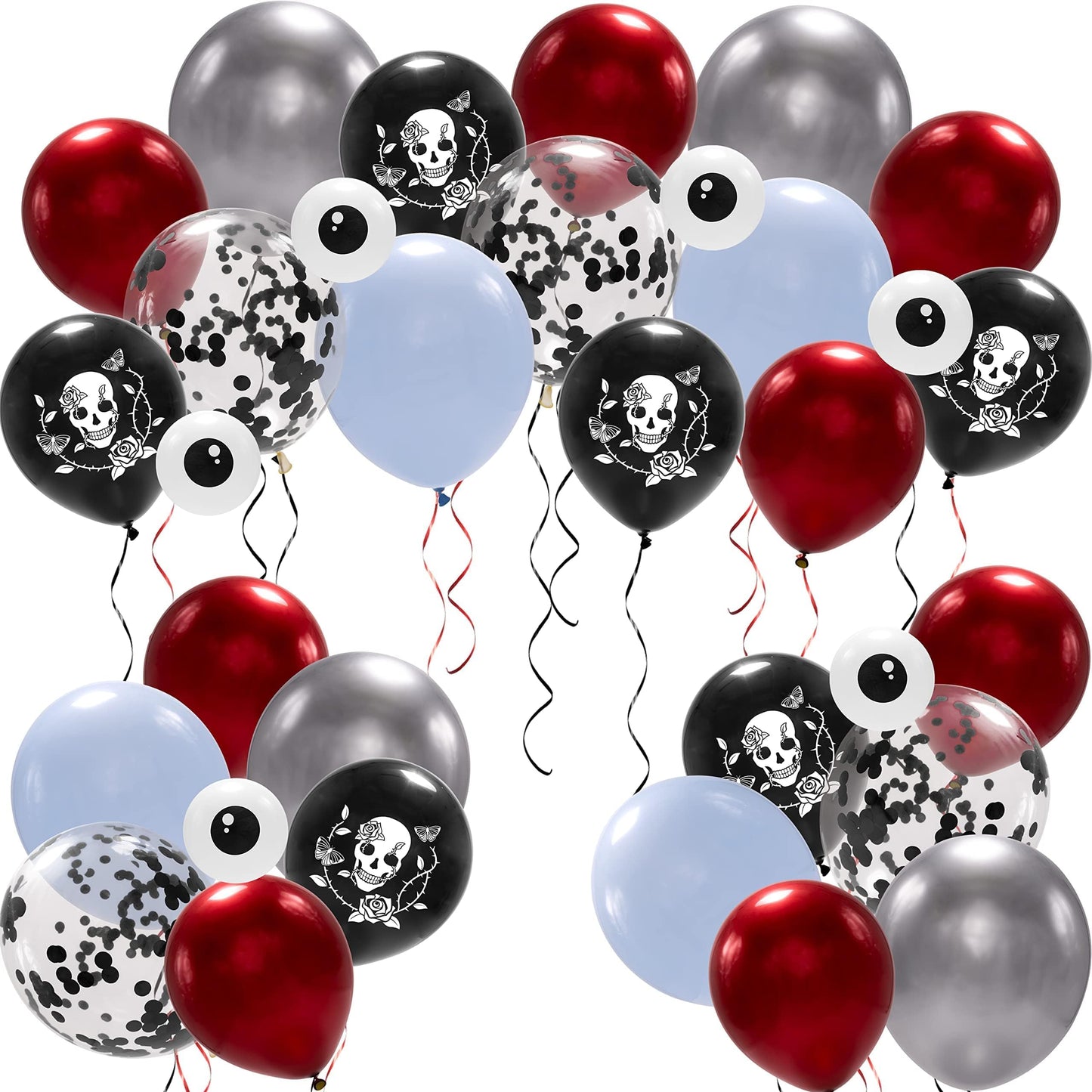 Cheerland Halloween Skull Balloons Gothic Birthday Decorations Skull Rose Decor Skeleton Party Decorations Goth Party Balloon Sugar Skull Spooky Bridal Shower Vampire Blood Balloons Backdrop 34pcs