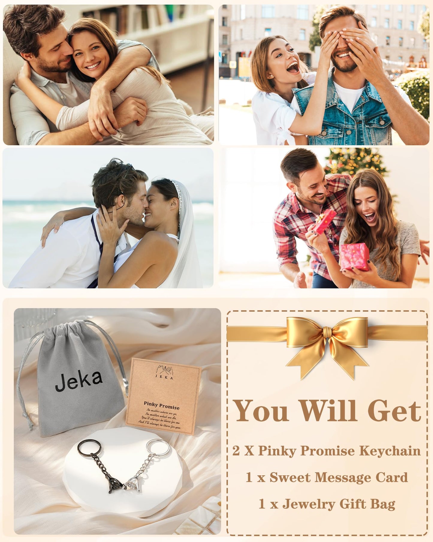 Jeka Happy Anniversary Couple Gifts for Men Women, 1 One Year Wedding Anniversary Matching Gifts for Boyfriend Girlfriend Husband Wife Keychains Cute