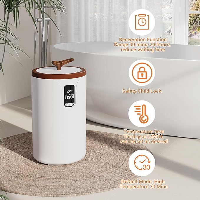 Senfot 20L Towel Warmer for Bathroom with Timer Function, Temperature Adjustable, LED Display, Auto Shut Off, Even Heated Hot Towel Warmer for Towels, Bathrobes, Blankets (Separate Lid)
