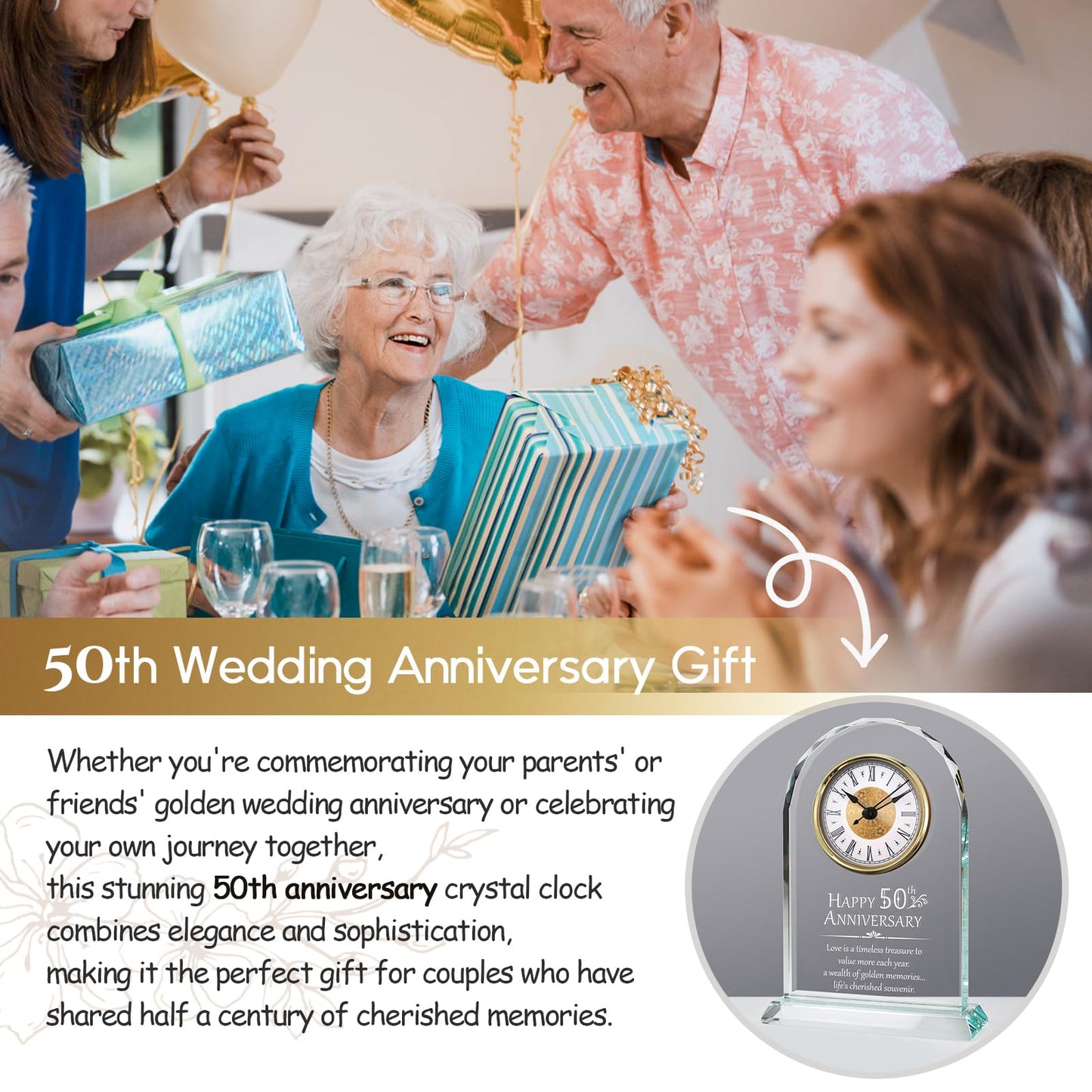 YCWF 50th Wedding Anniversary Quartz Clock,50th Anniversary Wedding Gift for Parents,50th Anniversary Decoration Gift for Parents Husband Wife Grandparents