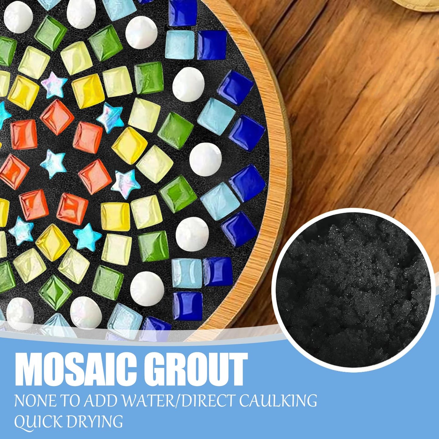 Mosaic Crystal Grout, Mosaics Tile Tools, Mosaic Tile Accessories – Essential for Handmade Grouting and Perfect for DIY Craft Projects (Black, 8.8oz)