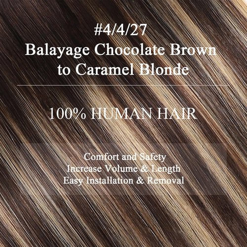 Hair Extensions Clip in Extensions, Clip in Hair Extensions Real Human Hair, 22 Inch Remy Human Hair Extensions Clip ins for Women, 7Pcs 85g, Balayage Chocolate Brown to Caramel Blonde