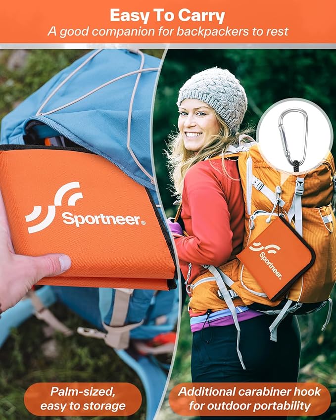 Sportneer Sitting Pad, Lightweight Waterproof Folding Seat Pad for Backpacking, 15.75'' x 15.75'' Portable Camping Seat Mat for Hiking, Picnics & Outdoor Use