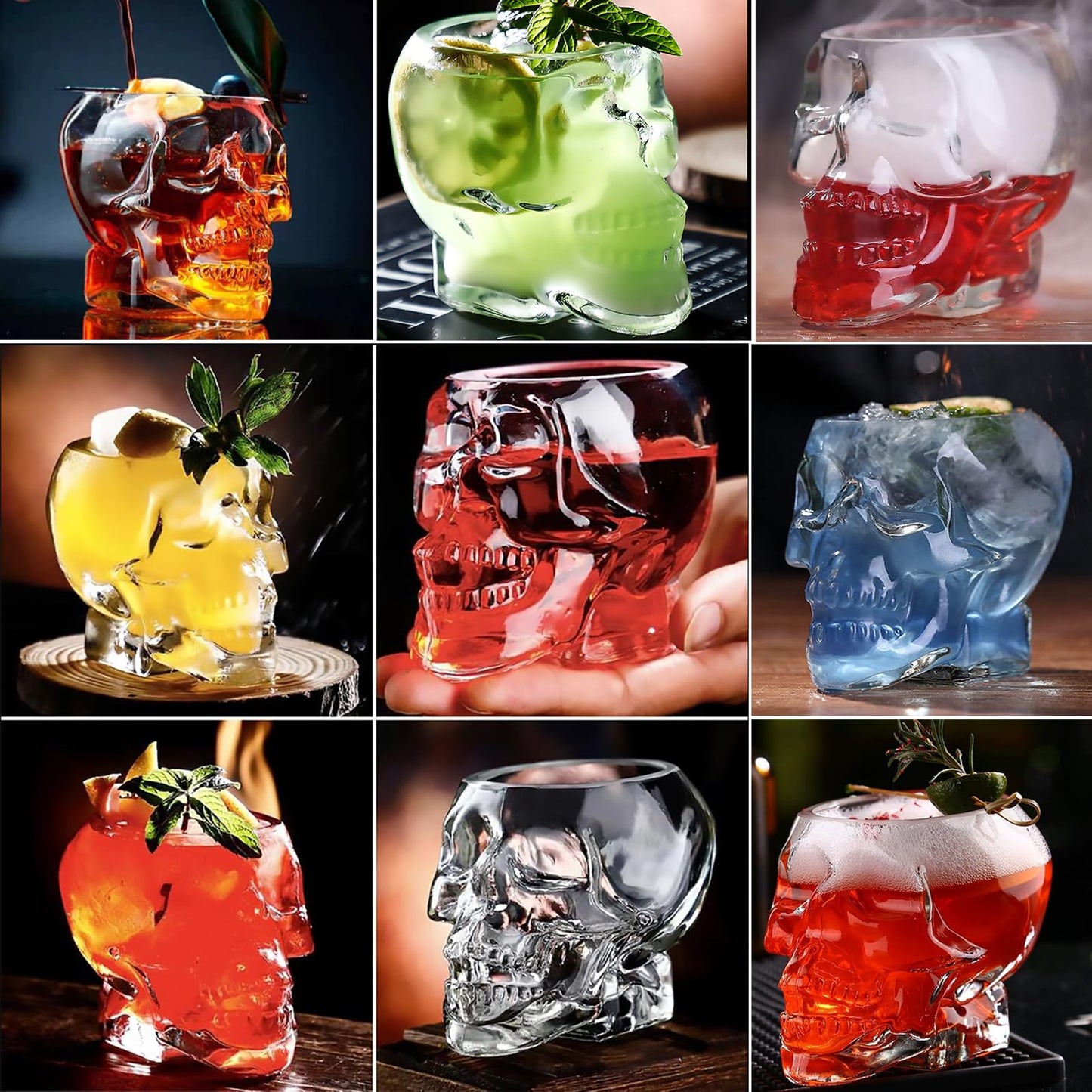 Funny Skull Shot Glass, (6pcs) 80ML (2.7oz) Small Wine Glasses Drinking Vodka Spirits Cup, Halloween Themed Party Holiday Gifts - 2.8 oz, Set of 6