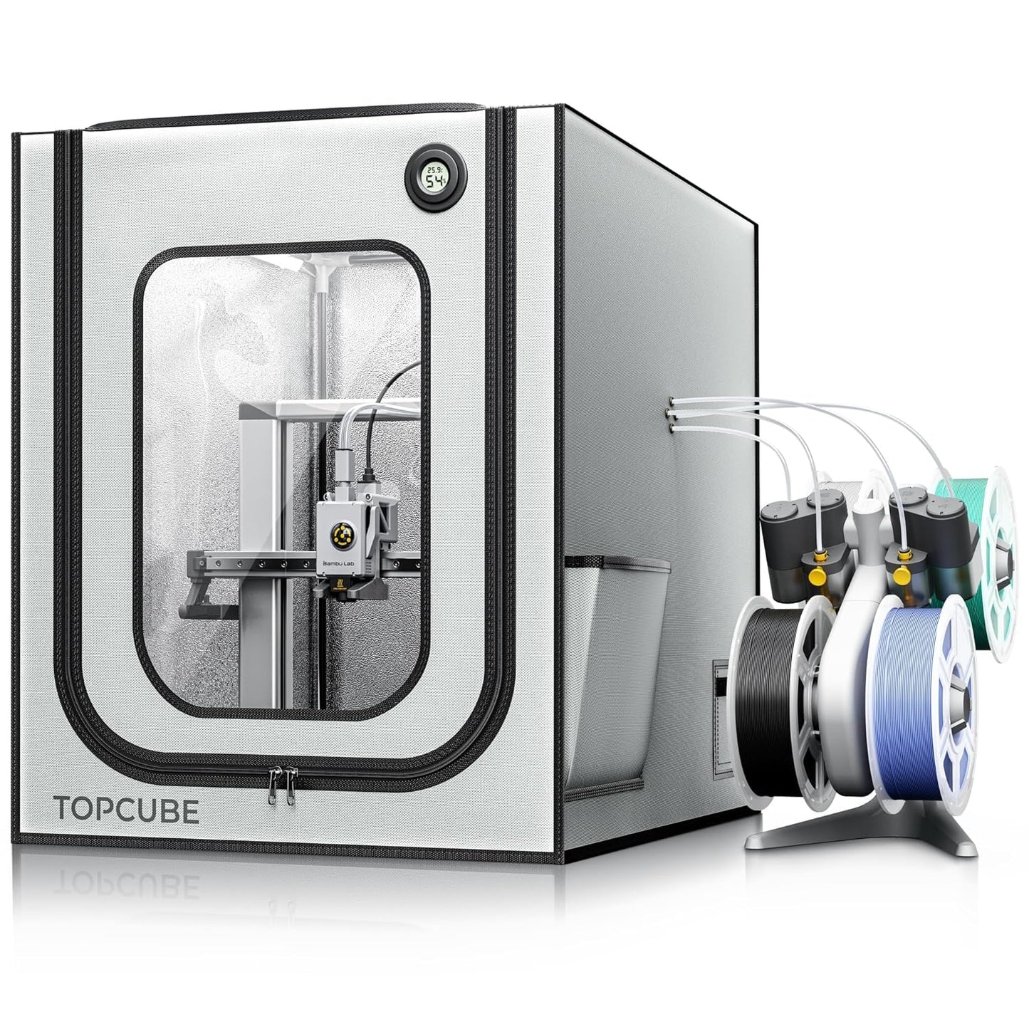 TOPCUBE 3D Printer Enclosure for Bambu Lab A1, Upgraded Large Size Enclosure with LED Light, Fireproof Waterproof Dustproof Noise Reduction Constant Temperature 3D Printer Cover, 540x600x670MM