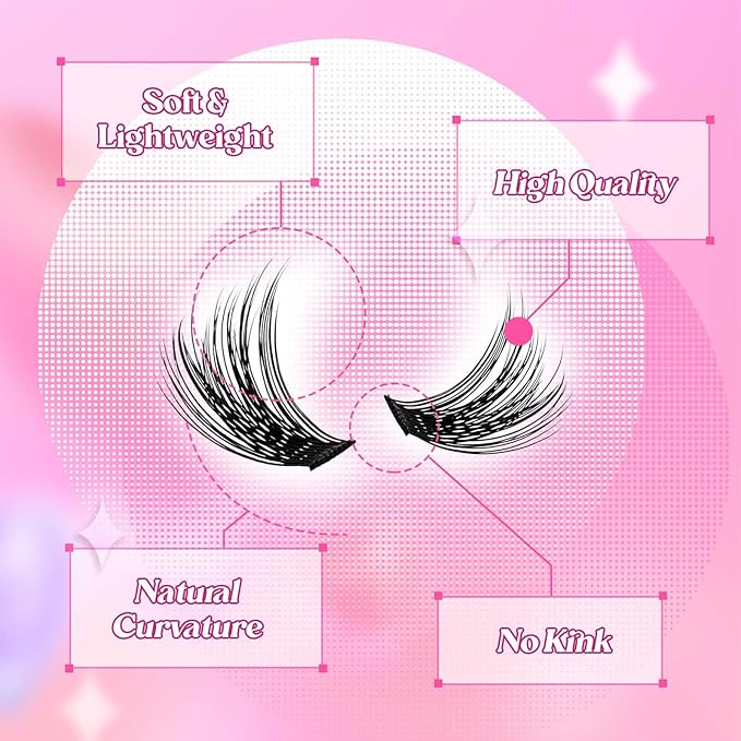 Lash Clusters 10-16mm 144pcs Mixed Tray Individual Lashes D Curl Individual Lashes Cluster Eyelash Extensions DIY Lash Extensions Eyelash Clusters Eyelash Extension Kit at Home (J04-0.07D, 10-16mm)