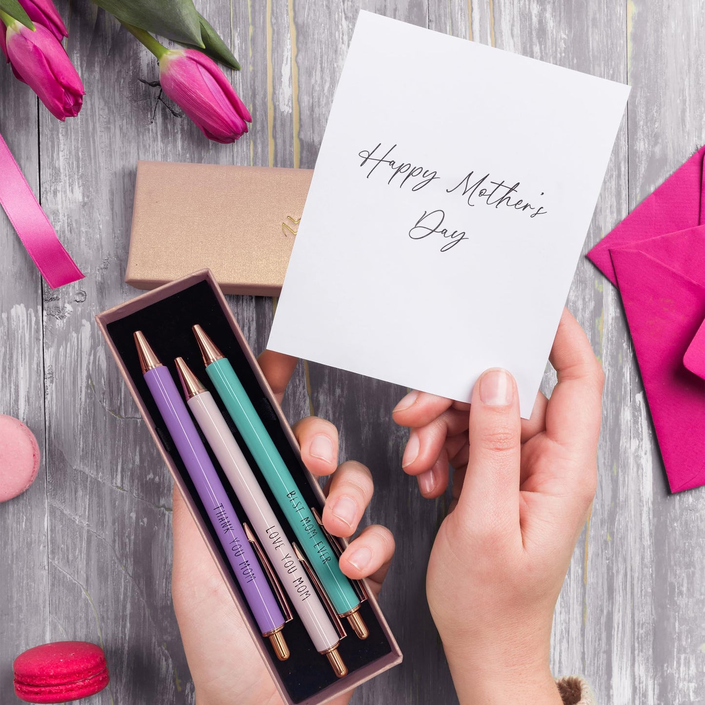 MESMOS 3Pk Fancy Pens for Mom, Mothers Day Gifts for Mom, Grandma Mothers Day Gift, Presents from Daughter or Son, Best Ever Smooth Writing Nice Pen Set
