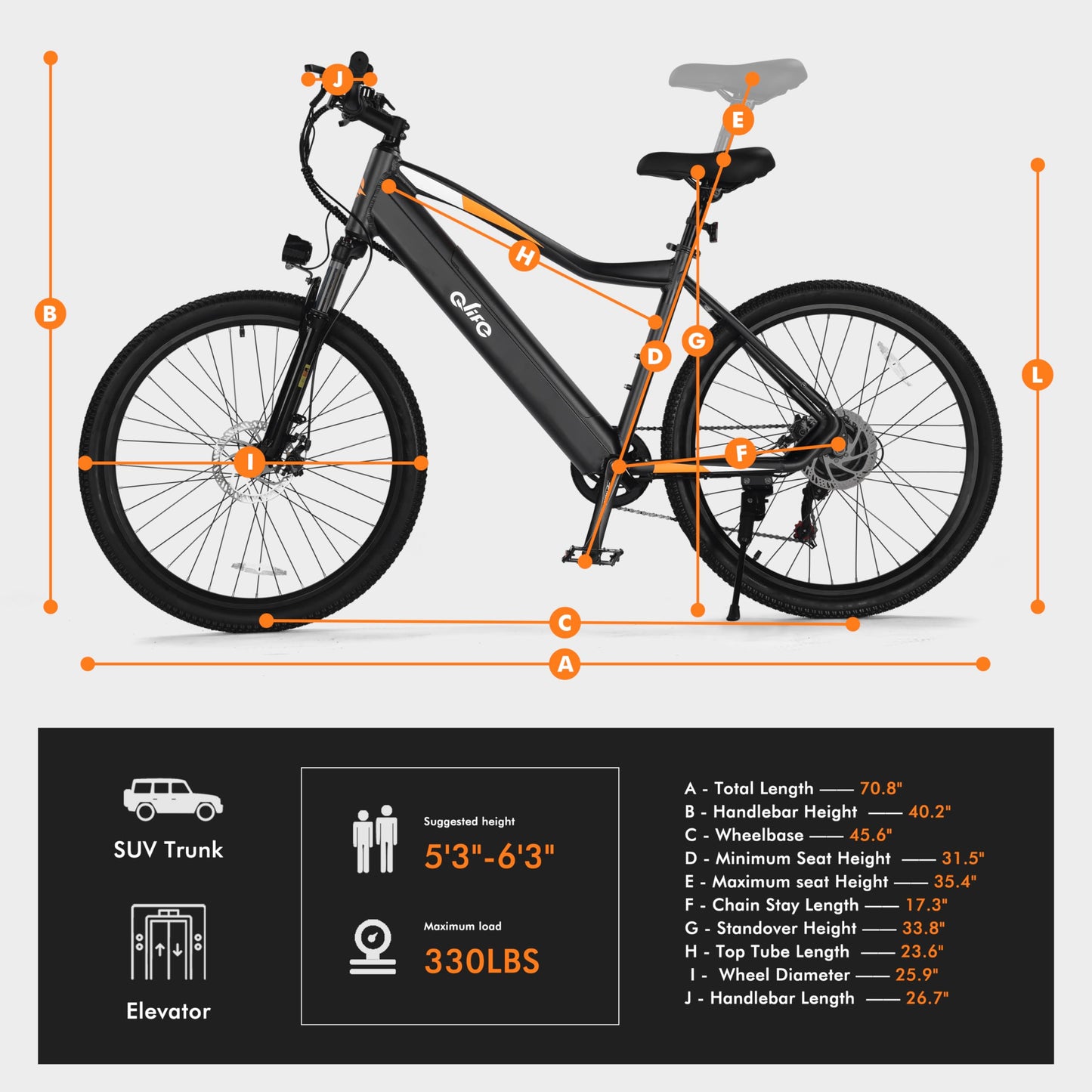 Qlife Cityone Electric Bike for Adults 26" Ebike with 2.1" Tire,Built-in Removable Battery, Peak 750W Motor Ebikes with 7 Speed Commuter Mountain Electric Bicycle,Cement Grey