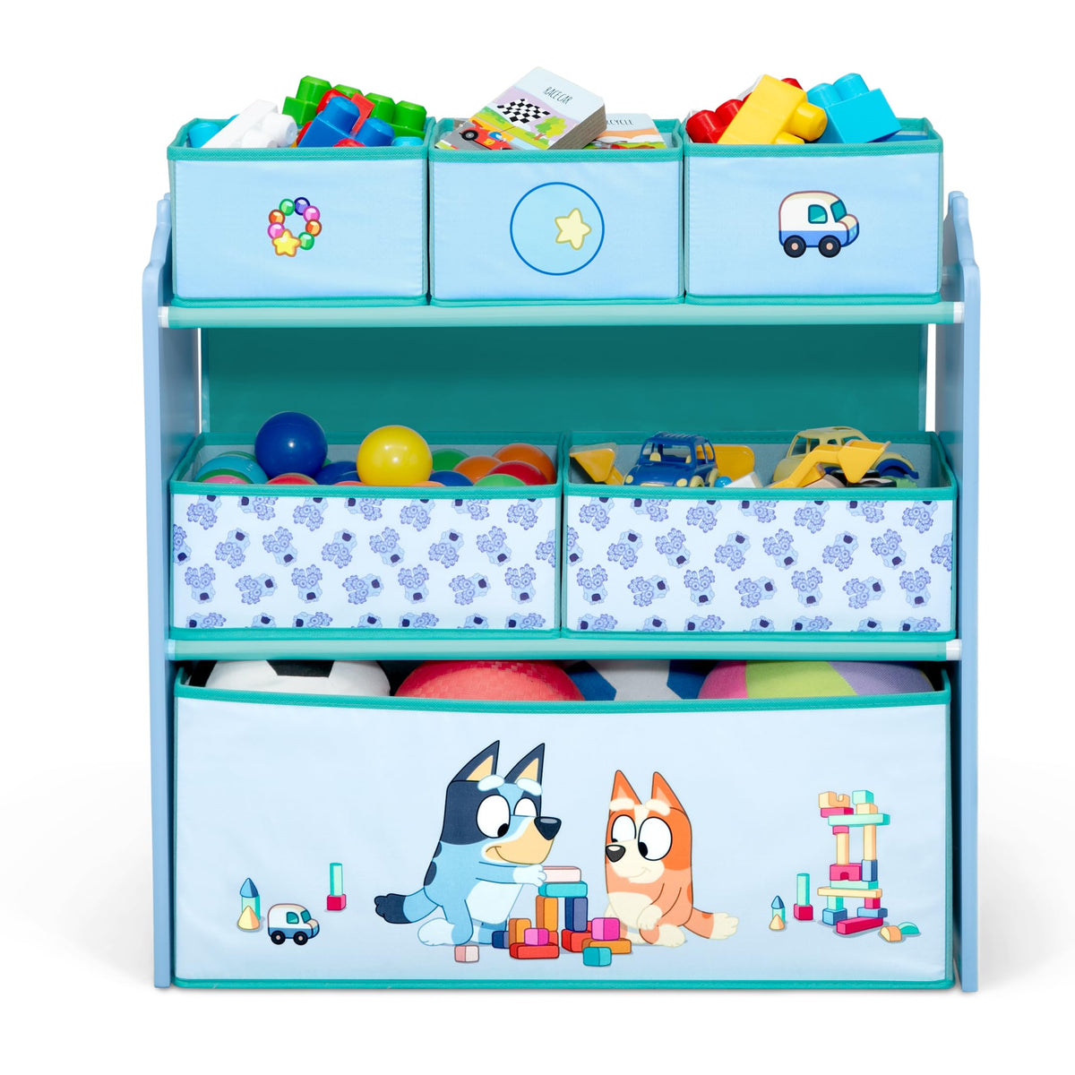 Delta Children - Bluey Design & Store 6 Bin Toy Storage Organizer - Greenguard Gold Certified, Blue