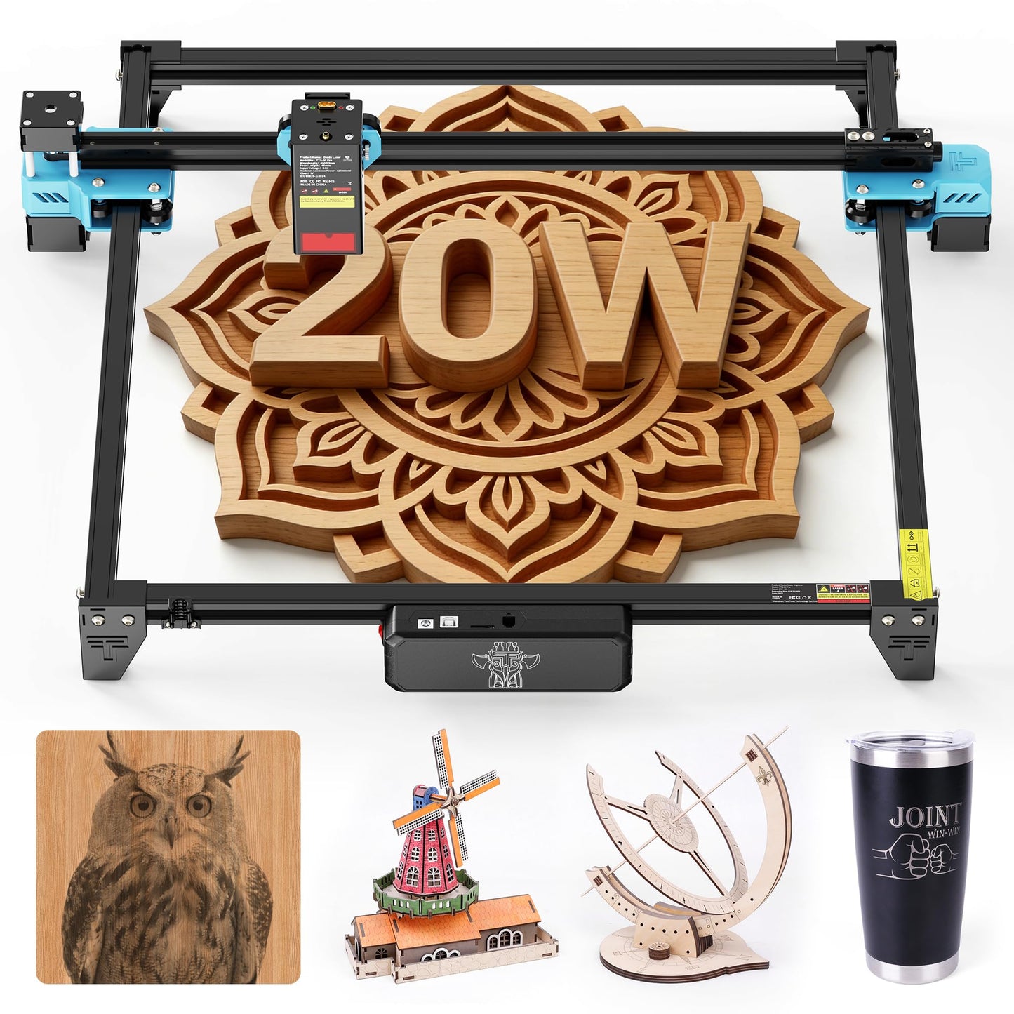Twotrees TTS-20 Pro Laser Engraver, 20000mW Laser Engraver Machine and Cutter, Ideal for DIY Laser Engraving Projects. Processes Wood, Metal, Acrylic, and Glass 27.4-inch × 23.4-inch Laser Cutter