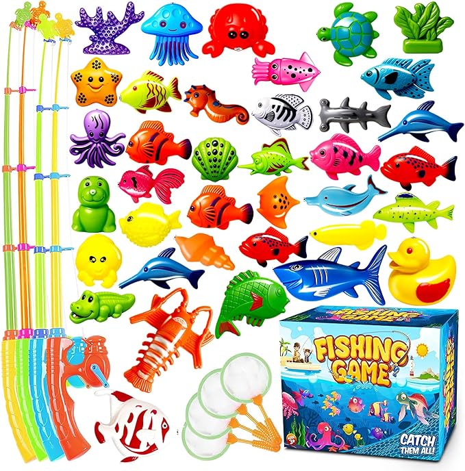 Goody King Magnetic Fishing Game Pool Toys for Kids - Bath Outdoor Indoor Carnival Party Water Table Toys Fish for Kids Ag...